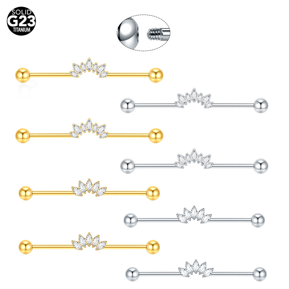 Industrial Barbell Long - 1/5PCS Titanio 14G CZ Industriale Helix