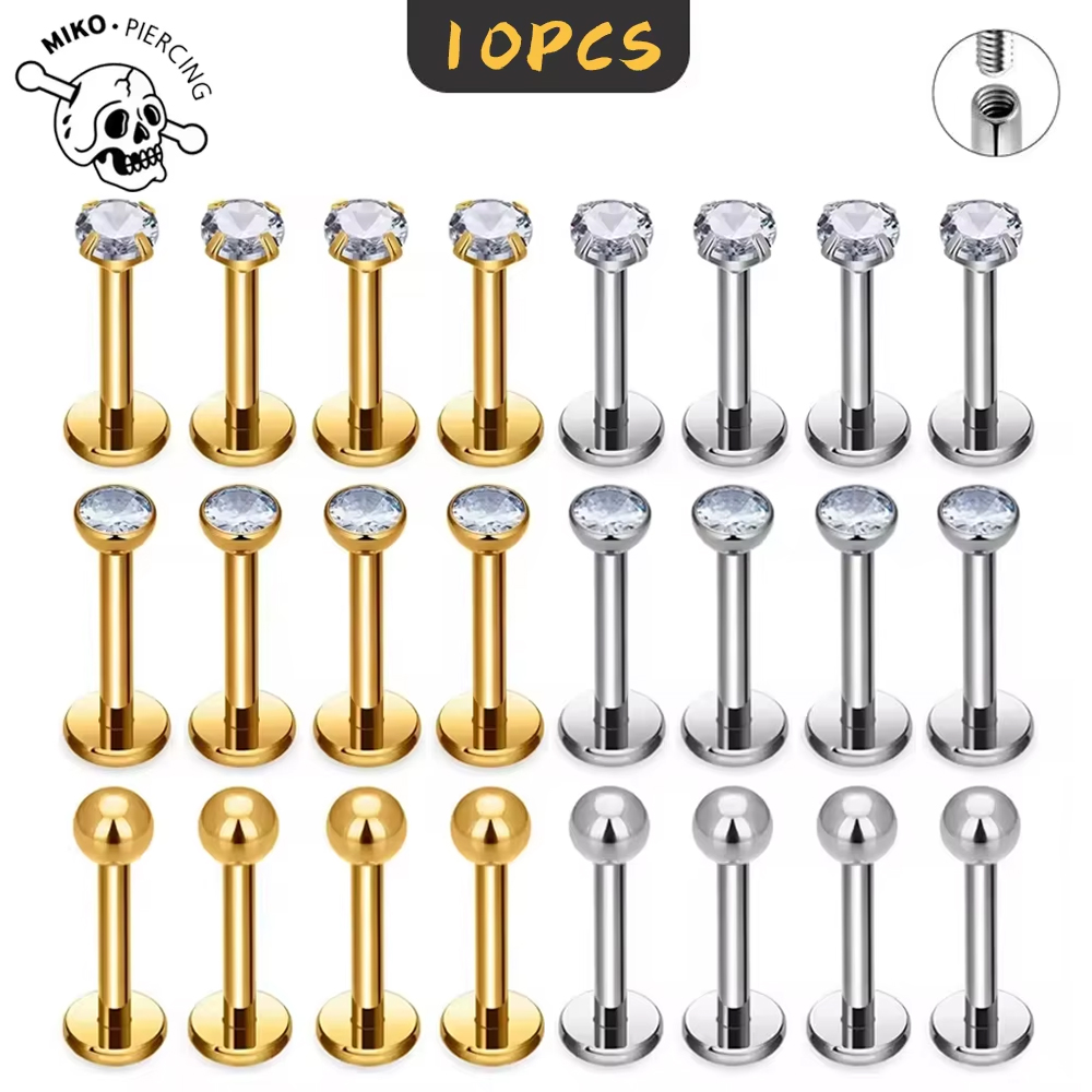 Threadless Push Pin - 10 Pezzi Gioielli per Piercing in
