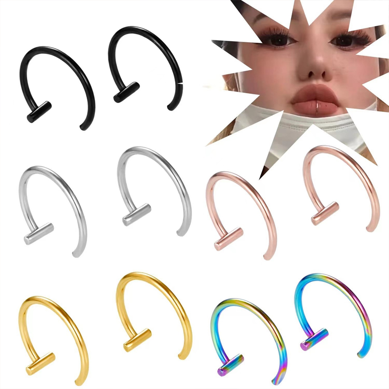 Body Jewelry Cartilage Earrings - Orecchini a cerchio aperti in acciaio