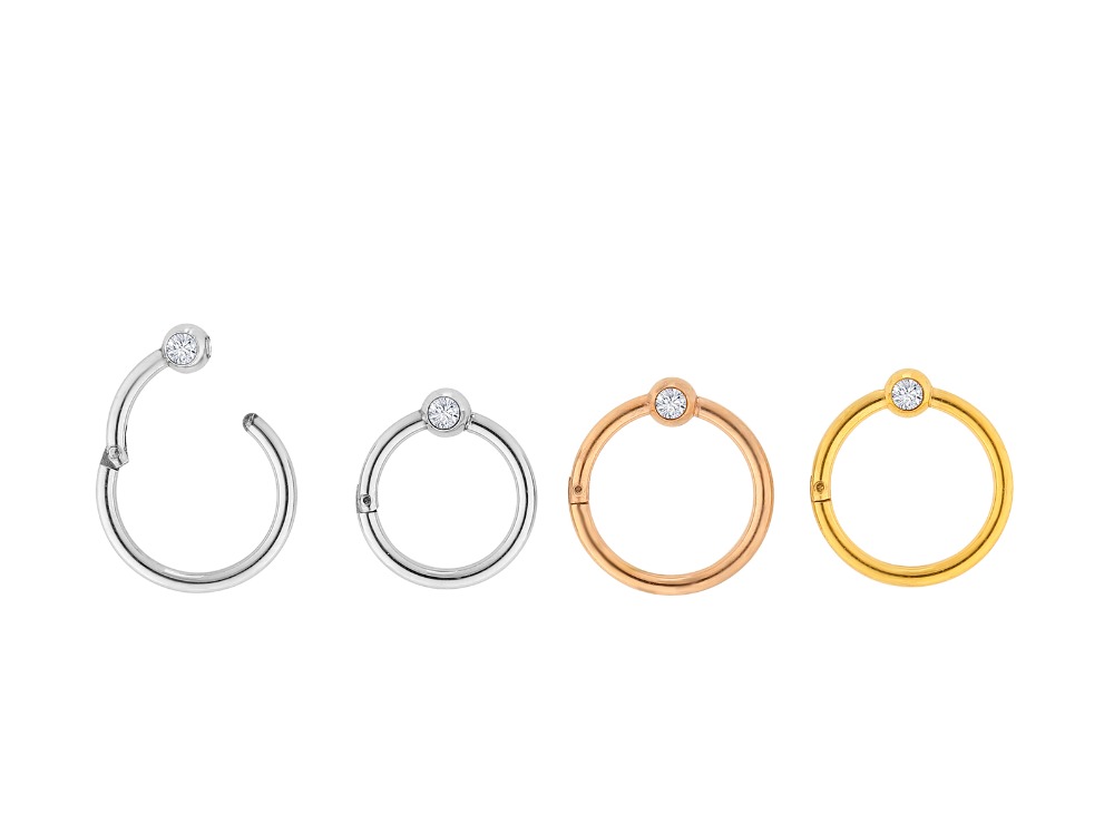 Clicker Ring Seamless - 10 pz/lotto Acciaio Chirurgico Gemme Senza