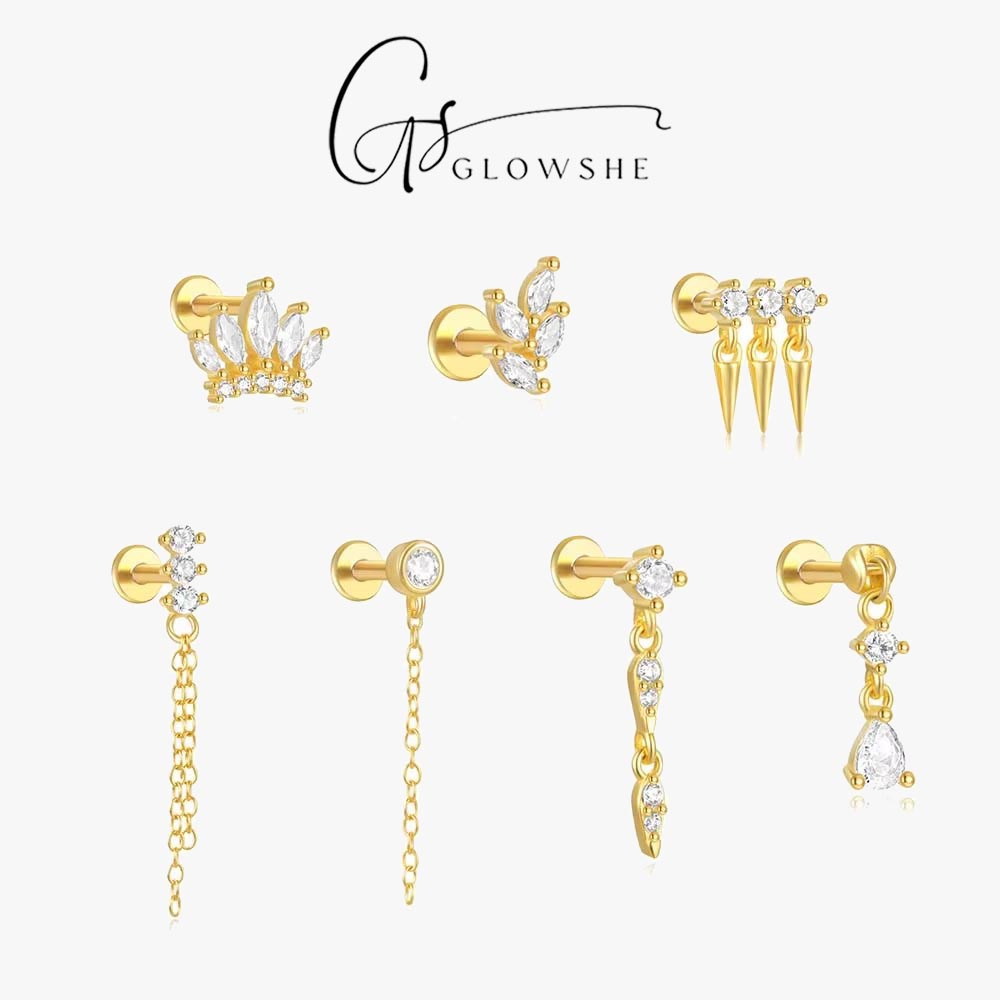 Body Jewelry Cartilage Earrings - Orecchini a perno Glowshe 100% Argento