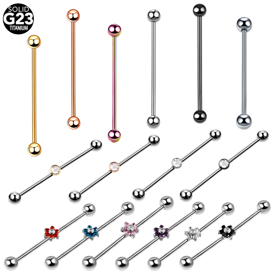 Industrial Barbell Long - 1PC Titanio Piercing Gemma Industriale Bilanciere