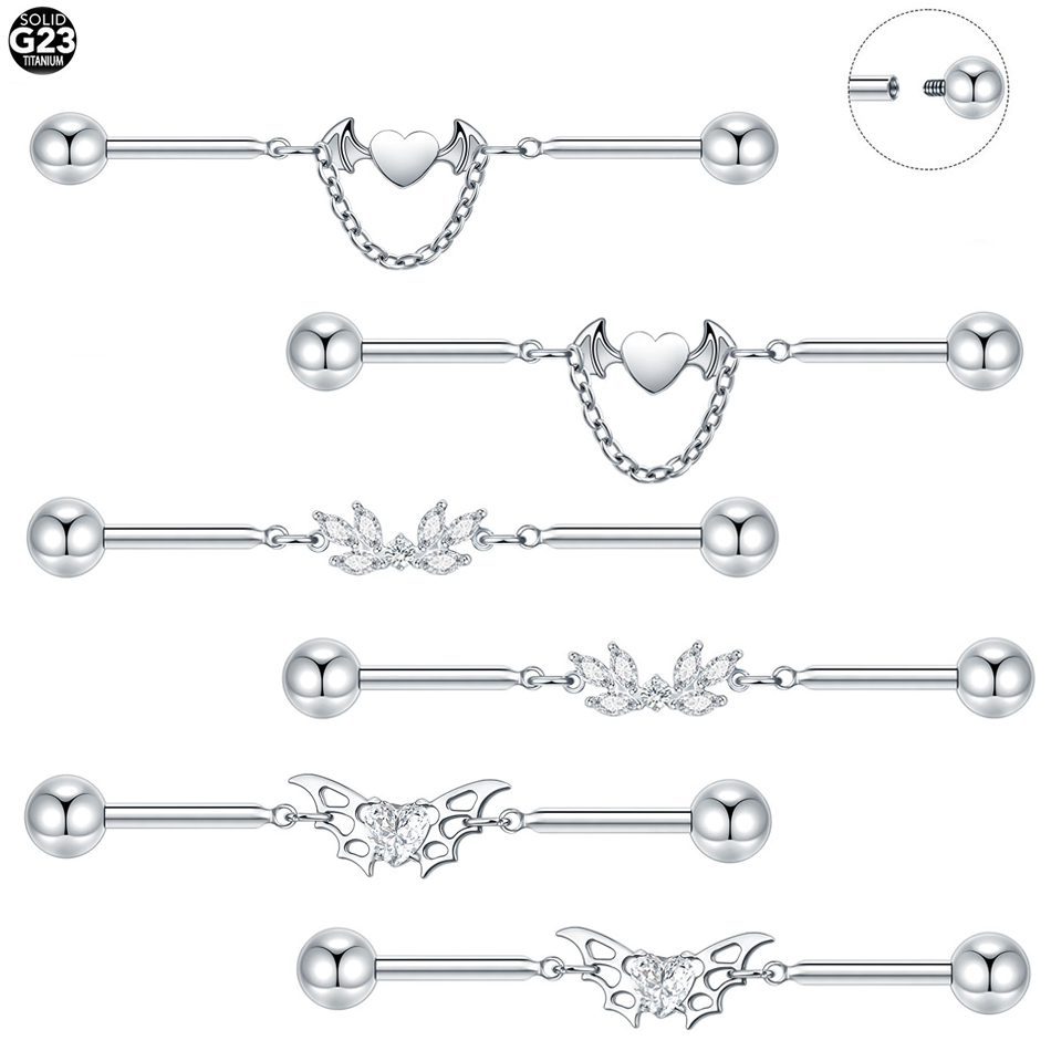 Industrial Barbell Long - 1Pc Titanio CZ Industriale Helix Piercing