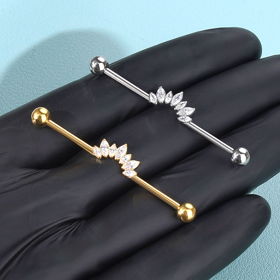 1/5PCS Titanio 14G CZ Industri - Industrial Barbell Long recensione e prezzo
