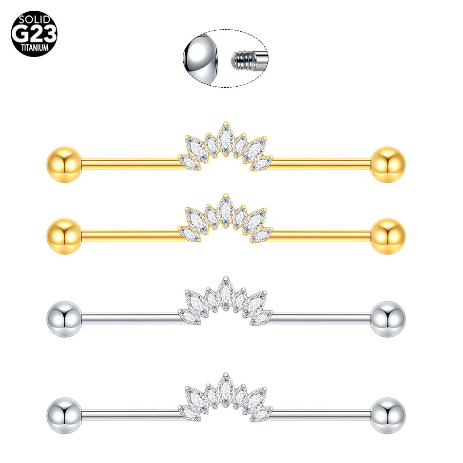 1/5PCS Titanio 14G CZ Industri - Industrial Barbell Long recensione e prezzo