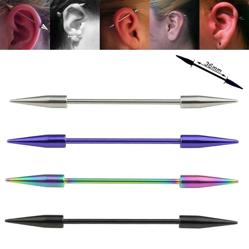 2pcs 14G Spike Long Surgical S - Industrial Barbell Long recensione e prezzo