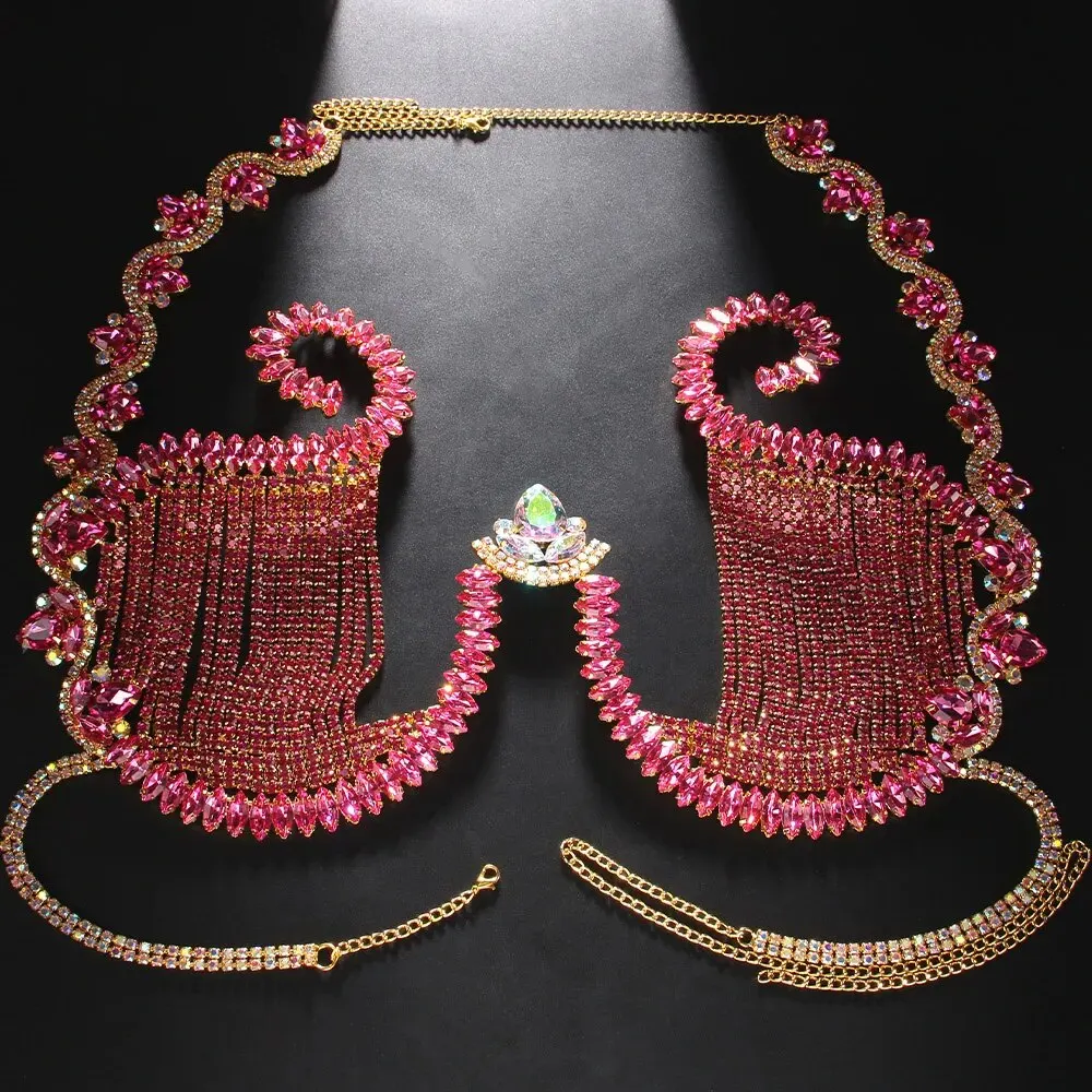 Rave Pink Crystal Chest staffa - Body Jewelry Bra recensione e prezzo