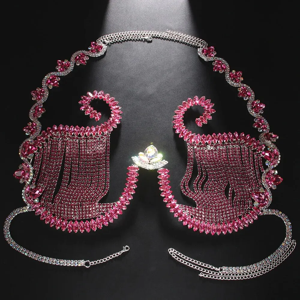 Rave Pink Crystal Chest staffa - Body Jewelry Bra recensione e prezzo