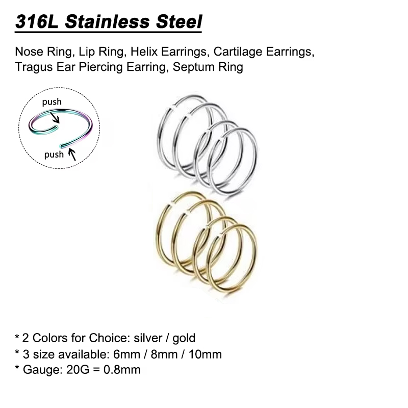 Set di 6 Anelli per Naso Ipoal - Body Jewelry Cartilage Earrings recensione e prezzo