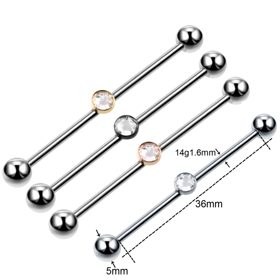 1PC Titanio Piercing Gemma Ind - Industrial Barbell Long recensione e prezzo